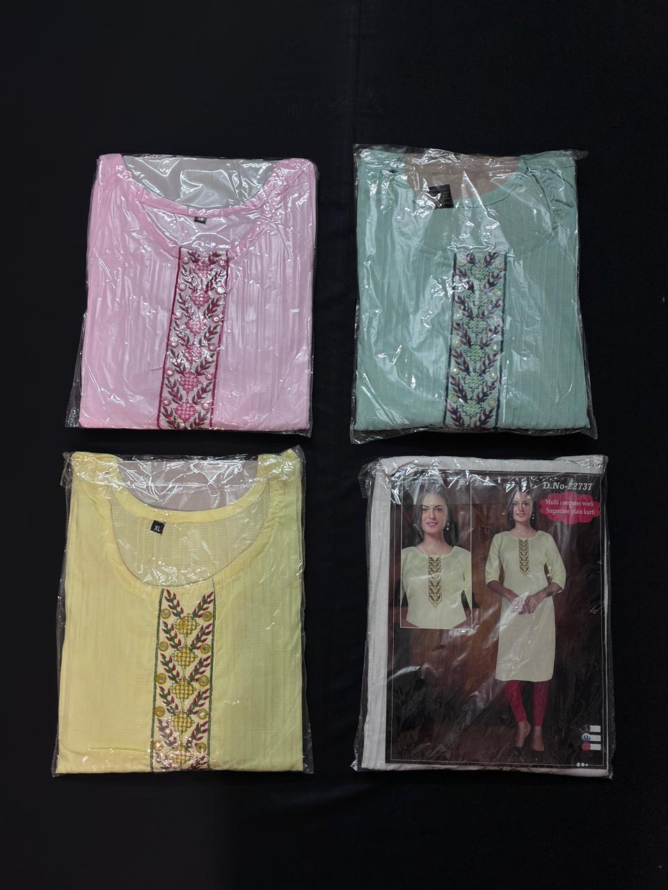 Multi-design sugar cane plain kurti